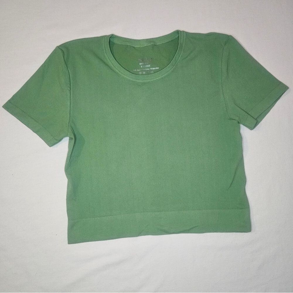 NUX Kelly Green "Our Favorite Crop Hand Dyed" Sz XL PTP 16" NWT